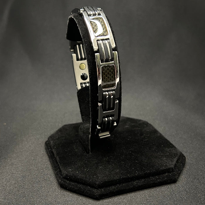 Stainless Steel Carbon Fibre Chain Link Magnetic Bracelet