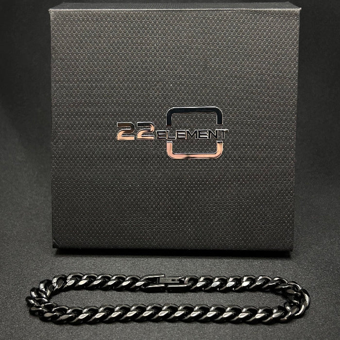 Stainless Steel Black Cuban Chain Link Bracelet