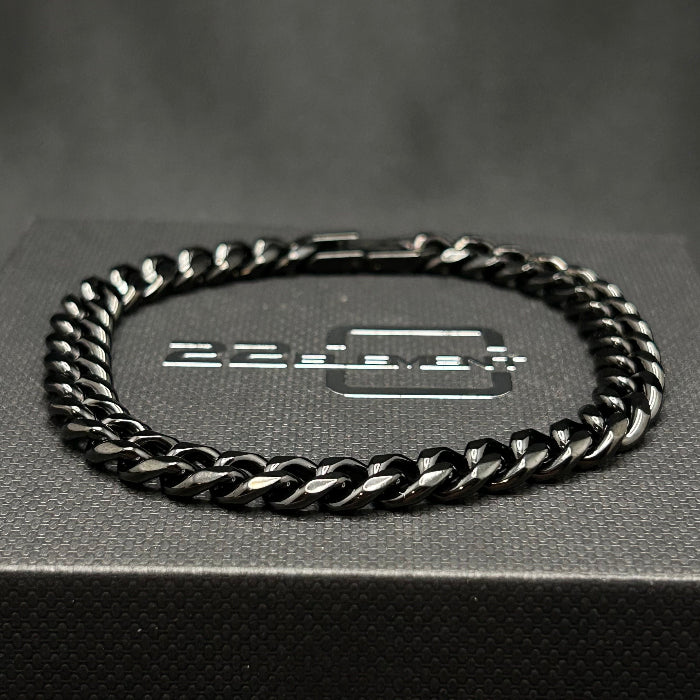 Stainless Steel Black Cuban Chain Link Bracelet