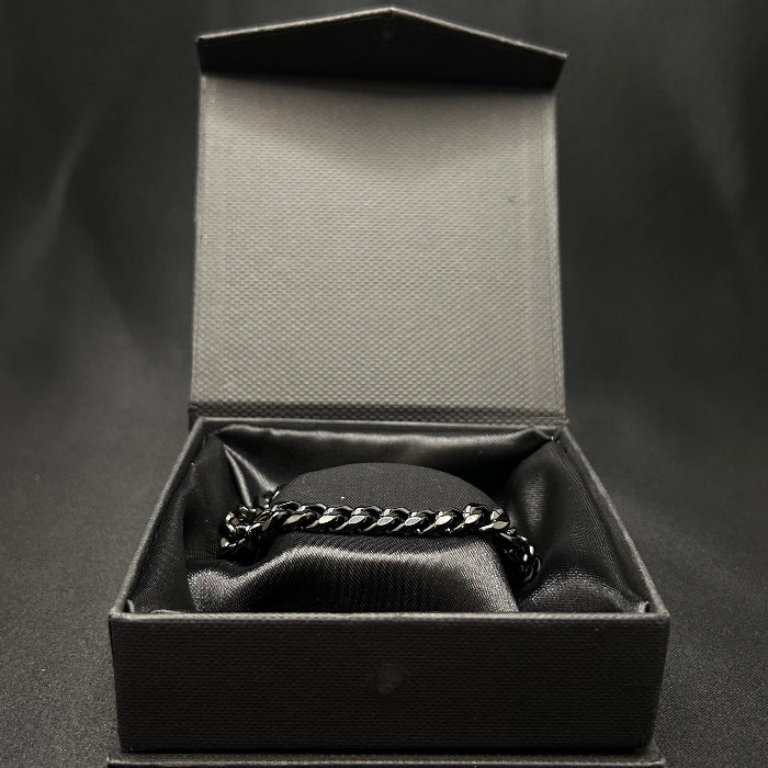 Stainless Steel Black Cuban Chain Link Bracelet