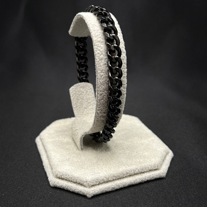 Stainless Steel Black Cuban Chain Link Bracelet