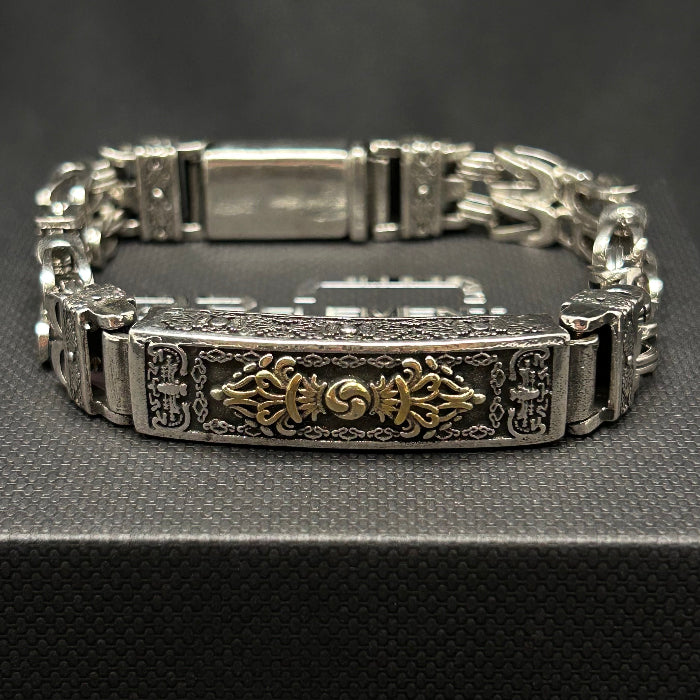 Copper Silver Plated Double Woven Chain Link Bracelet