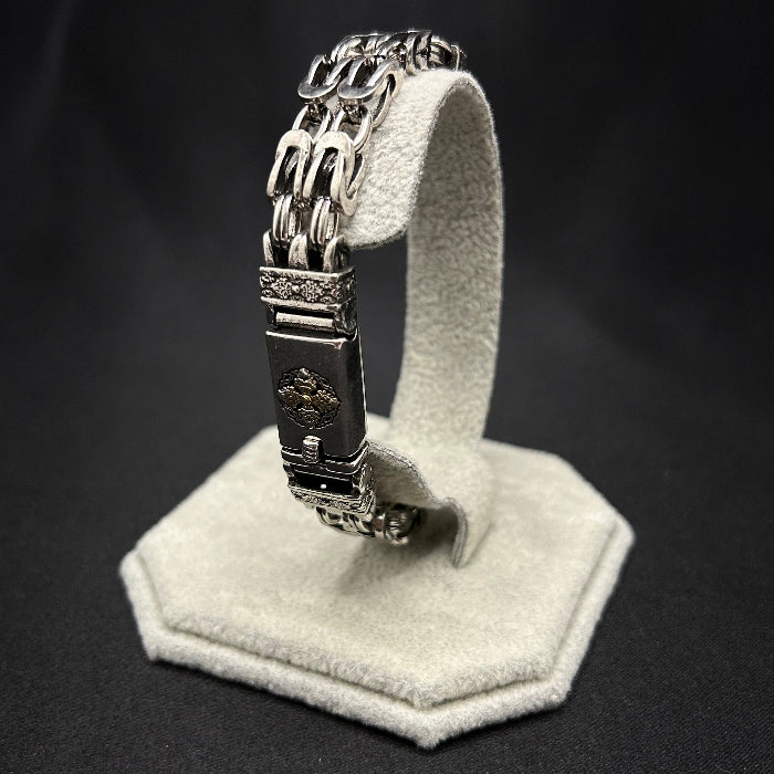 Copper Silver Plated Double Woven Chain Link Bracelet