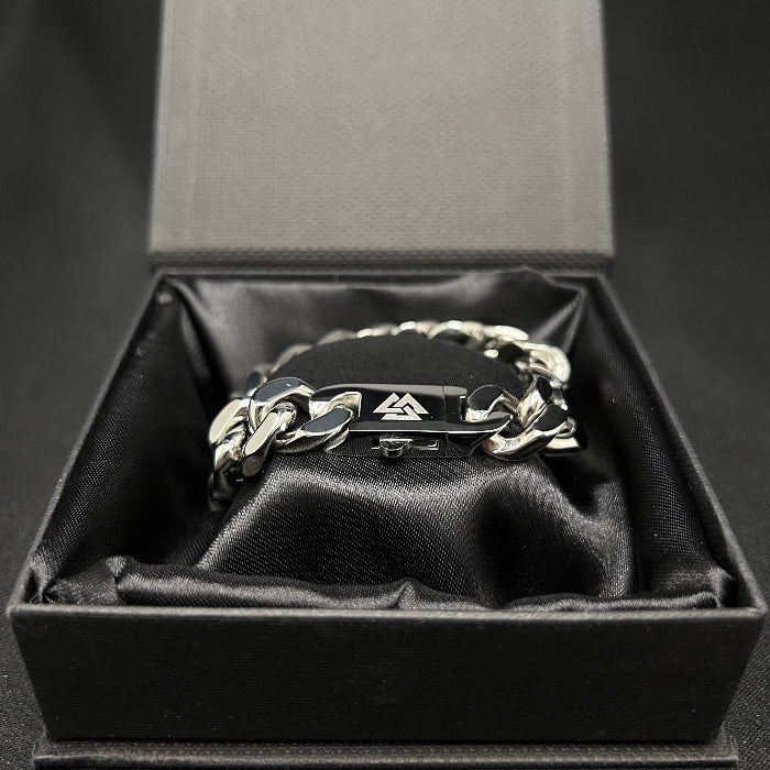 Stainless Steel Valknut Curb Chain Link Bracelet