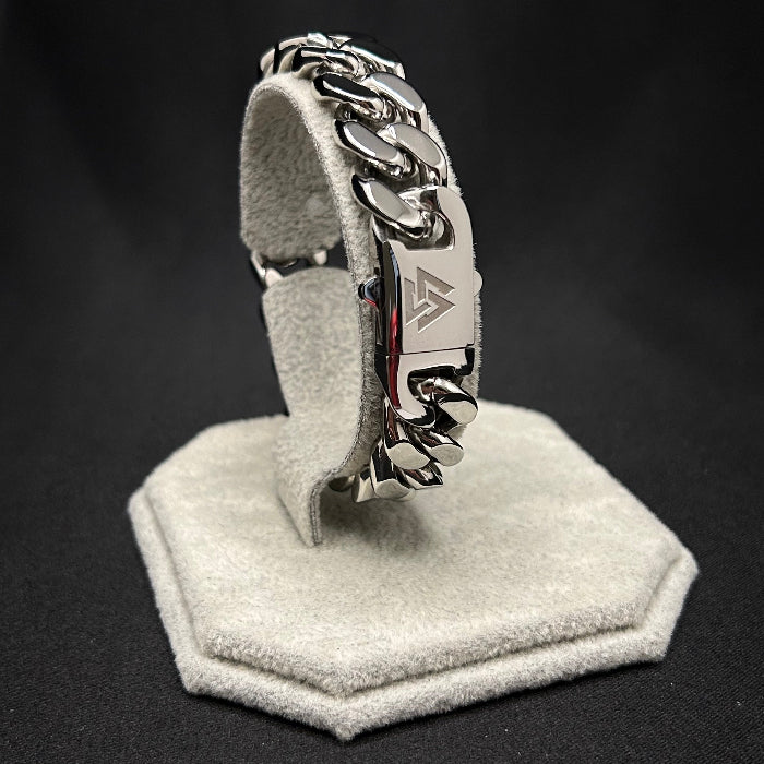 Stainless Steel Valknut Curb Chain Link Bracelet