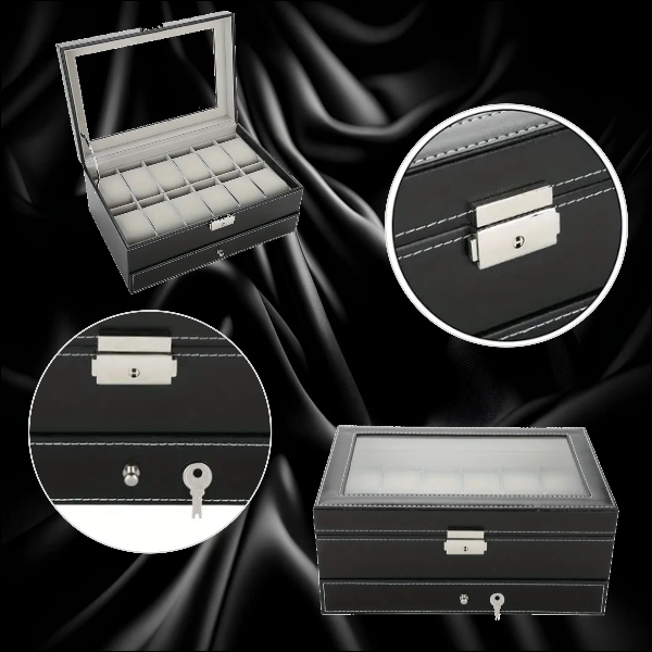 PU Leather Mens Watch Jewelry Box 12 slots / drawer
