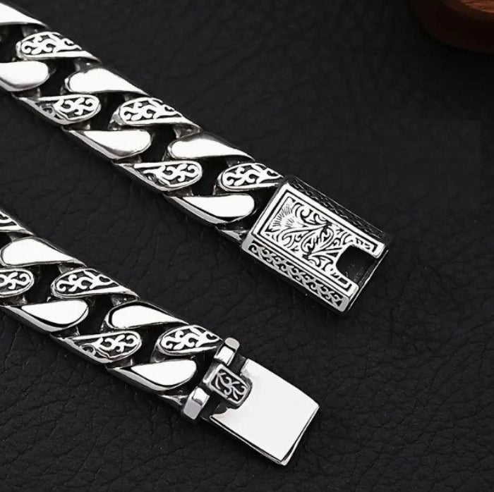 Stainess Steel Tang Grass Heavy Link Cuban Bracelet