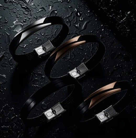 Silicon Stainless Steel Oblique Closed Bracelet