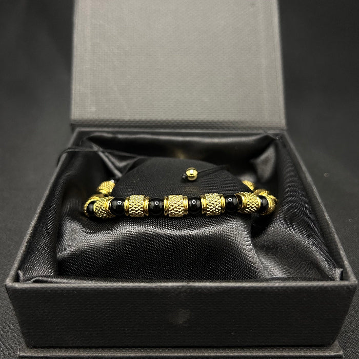 Ceramic Stainless Steel and Tiger's Eye Gemstone Bracelet