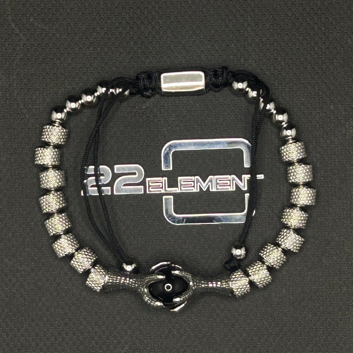 Ceramic Stainless Steel and Tiger's Eye Gemstone Bracelet Silver