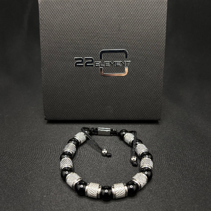 Ceramic Stainless Steel Black Tiger's Eye Gemstone Bracelet