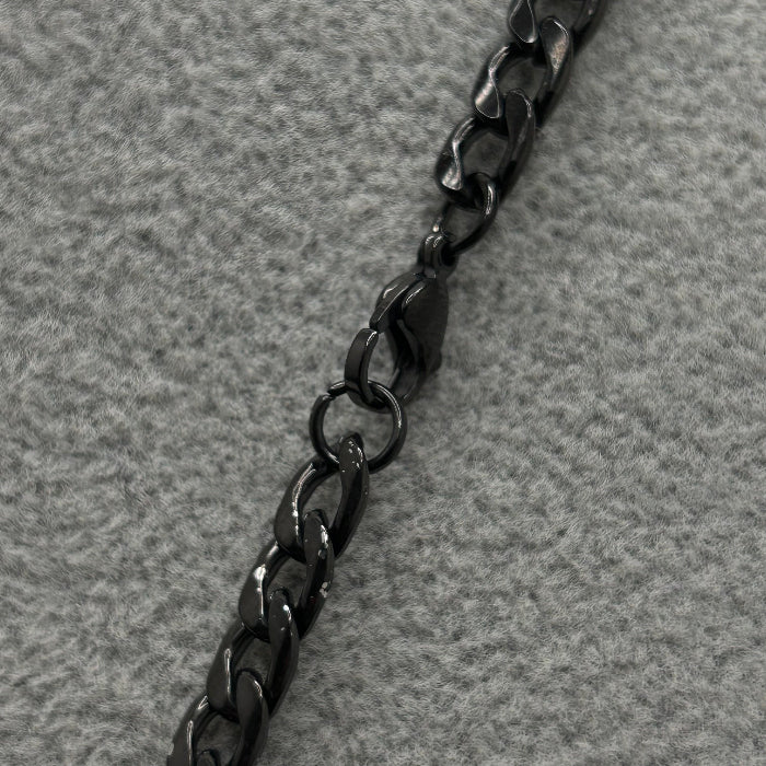 Stainless Steel Cuban Link Necklace & Bracelet Set Black